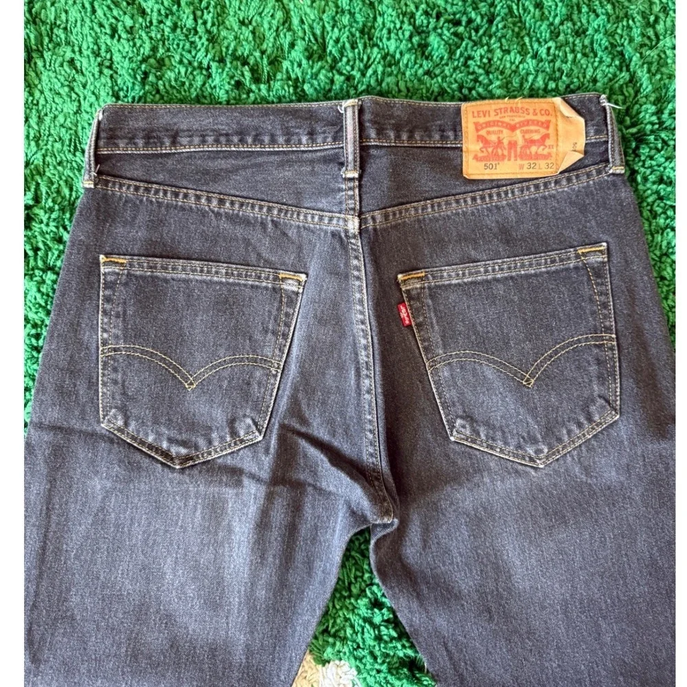 Levi's 501 Jeans Men's W32 L32 Button Fly Black Wash Denim Straight Leg